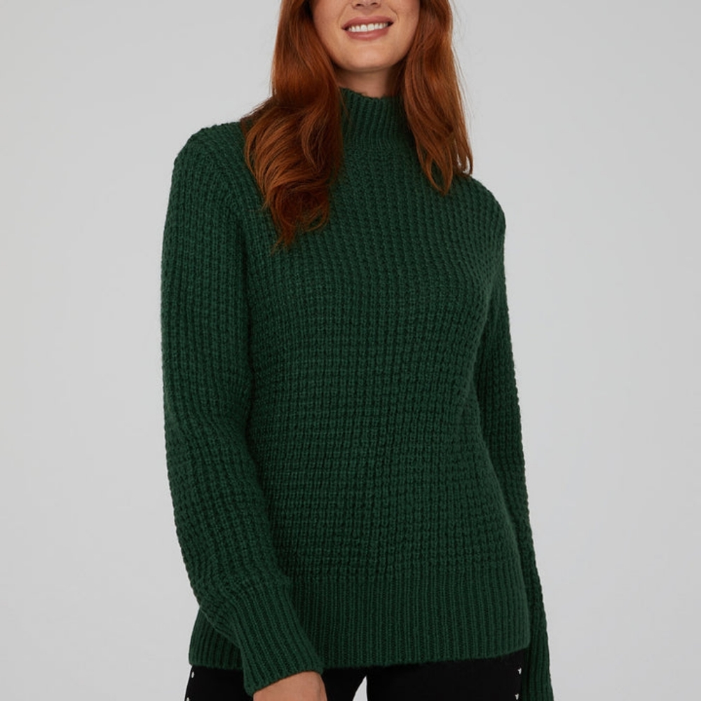 Textured Knit Mock Neck Sweater - SUZY SHIER